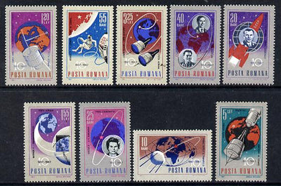 Rumania 1967 Ten Years of Space Achievements set of 9 unmounted mint, SG 3427-35,,Mi 2559-67