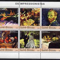 Guinea - Bissau 2003 Impressionist Paintings #4 perf sheetlet containing 6 values unmounted mint Mi 2321-26