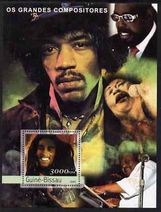 Guinea - Bissau 2003 Pop Music Song Writers perf s/sheet containing 1 value (Bob Marley) unmounted mint Mi BL417