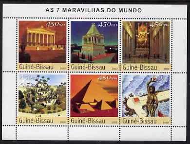 Guinea - Bissau 2003 Seven Wonders of the World perf sheetlet containing 6 values unmounted mint Mi 2394-99