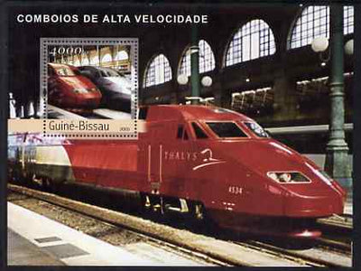 Guinea - Bissau 2003 Modern Trains perf s/sheet containing 1 value (Thalys) unmounted mint Mi BL421