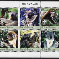 Guinea - Bissau 2003 Koala Bears perf sheetlet containing 6 values each with Scout Logo unmounted mint Mi 2351-56