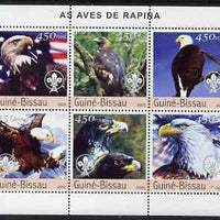 Guinea - Bissau 2003 Birds of Prey perf sheetlet containing 6 values each with Scout Logo unmounted mint Mi 2345-50