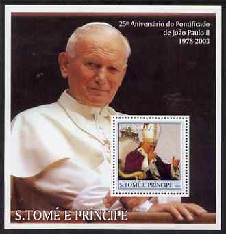 St Thomas & Prince Islands 2003 Pope John Paul II perf s/sheet #1 containing 1 value unmounted mint Mi BL476