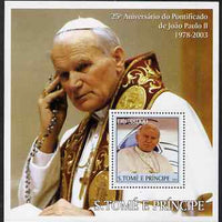 St Thomas & Prince Islands 2003 Pope John Paul II perf s/sheet #2 containing 1 value unmounted mint Mi BL475