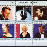 Guinea - Bissau 2003 Cinema Stars perf sheetlet containing 6 values (Sinatra, Fred Astaire, Elvis, Grace Kelly, Marilyn & Gary Cooper) unmounted mint Mi 2608-13