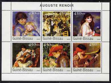 Guinea - Bissau 2003 Paintings by Renoir perf sheetlet containing 6 values unmounted mint Mi 2670-75