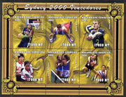 Mozambique 2001 Sydney Olympics perf sheetlet #5 containing 6 values unmounted mint, (Tennis, Basketball, Rings, Volleyball & Table Tennis) Mi1906-11