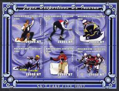 Mozambique 2001 Salt Lake Winter Olympics perf sheetlet #1 containing 6 values unmounted mint, Mi 1976-81