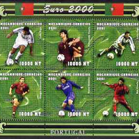 Mozambique 2001 Euro 2000 Football Championship perf sheetlet #1 (Portugal) containing 6 values unmounted mint, Mi 1950-55