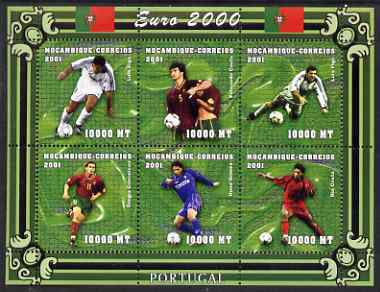 Mozambique 2001 Euro 2000 Football Championship perf sheetlet #1 (Portugal) containing 6 values unmounted mint, Mi 1950-55