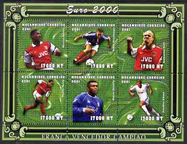 Mozambique 2001 Euro 2000 Football Championship perf sheetlet #1 (France) containing 6 values unmounted mint, Mi 1956-61