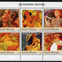 Guinea - Bissau 2003 Paintings by Mucha #1 perf sheetlet containing 6 values unmounted mint Mi 2555-60