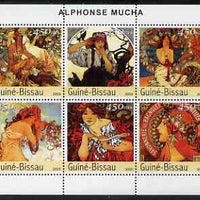 Guinea - Bissau 2003 Paintings by Mucha #2 perf sheetlet containing 6 values unmounted mint Mi 2549-54