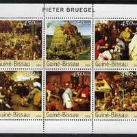 Guinea - Bissau 2003 Paintings by Bruegel perf sheetlet containing 6 values unmounted mint Mi 2537-42
