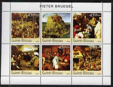 Guinea - Bissau 2003 Paintings by Bruegel perf sheetlet containing 6 values unmounted mint Mi 2537-42