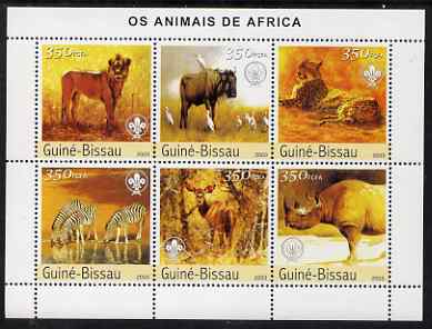 Guinea - Bissau 2003 Animals of Africa #1 perf sheetlet containing 6 values each with Scout Logo unmounted mint Mi 2438-43