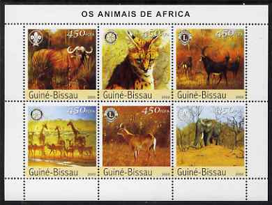 Guinea - Bissau 2003 Animals of Africa #2 perf sheetlet containing 6 values with Scout, Lions & Rotary Logos unmounted mint Mi 2444-49