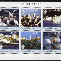 Guinea - Bissau 2003 Pelicans perf sheetlet containing 6 values each with Scout Logo unmounted mint Mi 2464-69