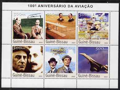 Guinea - Bissau 2003 Centenary of Aviation perf sheetlet containing 6 values (Wright Brothers & Concorde) unmounted mint Mi 2524-29
