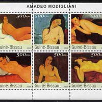 Guinea - Bissau 2003 Paintings by Modigliani perf sheetlet containing 6 values unmounted mint Mi 2561-66