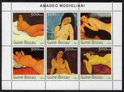 Guinea - Bissau 2003 Paintings by Modigliani perf sheetlet containing 6 values unmounted mint Mi 2561-66
