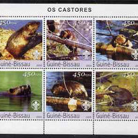 Guinea - Bissau 2003 Beavers perf sheetlet containing 6 values unmounted mint Mi 2470-75