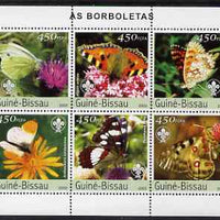 Guinea - Bissau 2003 Butterflies perf sheetlet containing 6 values each with Scout Logo unmounted mint Mi 2482-87