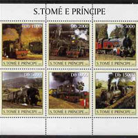 St Thomas & Prince Islands 2003 Steam Locomotives perf sheetlet containing 6 values unmounted mint Mi 2302-07, Sc 1558