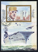 Sharjah 1972 Charles de Gaulle m/sheet (with Rocket and Aircraft Carrier) cto used Mi BL 96