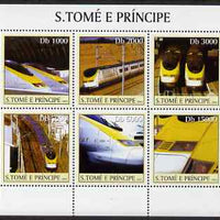 St Thomas & Prince Islands 2003 Eurostar Locomotives perf sheetlet containing 6 values unmounted mint Mi 2344-49, Sc 1561