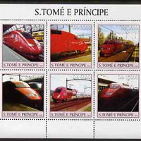 St Thomas & Prince Islands 2003 Thalys Locomotives perf sheetlet containing 6 values unmounted mint Mi 2338-43, Sc 1554