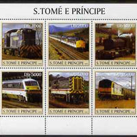 St Thomas & Prince Islands 2003 Railway Locomotives #2 perf sheetlet containing 6 values unmounted mint Mi 2308-13, Sc 1560