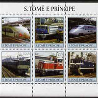 St Thomas & Prince Islands 2003 Railway Locomotives #3 perf sheetlet containing 6 values unmounted mint Mi 2320-25, Sc 1556