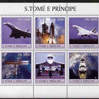 St Thomas & Prince Islands 2003 Concorde & Space Shuttle perf sheetlet containing 6 values unmounted mint Mi 2206-11, Sc 1534
