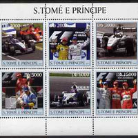 St Thomas & Prince Islands 2003 Formula 1 #1 perf sheetlet containing 6 values unmounted mint Mi 2265-70, Sc 1548