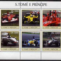 St Thomas & Prince Islands 2003 Formula 1 #2 perf sheetlet containing 6 values unmounted mint Mi 2259-64, Sc 1549