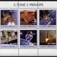 St Thomas & Prince Islands 2003 Space #2 perf sheetlet containing 6 values unmounted mint Mi 2218-23, Sc 1533