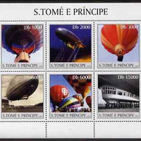 St Thomas & Prince Islands 2003 Balloons & Airships perf sheetlet containing 6 values unmounted mint Mi 2194-99, Sc 1528