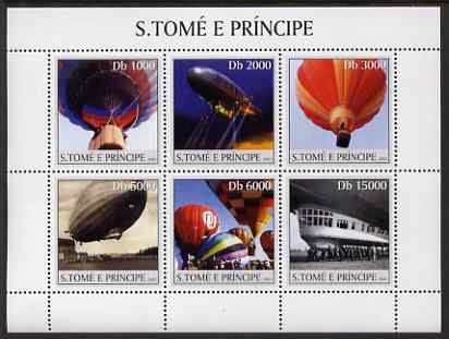 St Thomas & Prince Islands 2003 Balloons & Airships perf sheetlet containing 6 values unmounted mint Mi 2194-99, Sc 1528