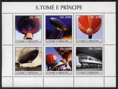 St Thomas & Prince Islands 2003 Balloons & Airships perf sheetlet containing 6 values unmounted mint Mi 2194-99, Sc 1528