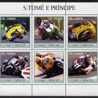 St Thomas & Prince Islands 2003 Motorcycles perf sheetlet containing 6 values unmounted mint Mi 2253-58, Sc 1550