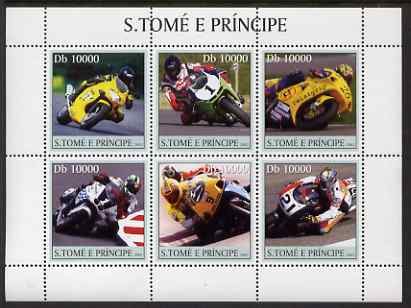 St Thomas & Prince Islands 2003 Motorcycles perf sheetlet containing 6 values unmounted mint Mi 2253-58, Sc 1550