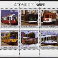 St Thomas & Prince Islands 2003 Trams perf sheetlet containing 6 values unmounted mint Mi 2290-95, Sc 1562