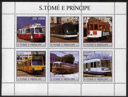 St Thomas & Prince Islands 2003 Trams perf sheetlet containing 6 values unmounted mint Mi 2290-95, Sc 1562