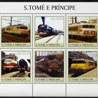 St Thomas & Prince Islands 2003 French Trains perf sheetlet containing 6 values unmounted mint Mi 2314-19, Sc 1559