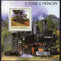 St Thomas & Prince Islands 2003 Steam Locomotives perf s/sheet containing 1 value unmounted mint Mi BL465, Sc 1568