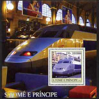 St Thomas & Prince Islands 2003 TGV Locomotives perf s/sheet containing 1 value unmounted mint Mi BL470, Sc 1563