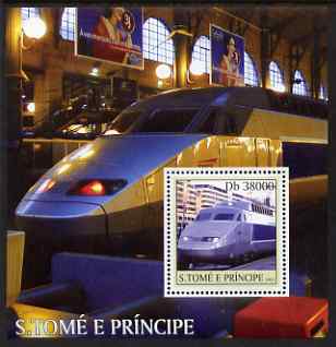 St Thomas & Prince Islands 2003 TGV Locomotives perf s/sheet containing 1 value unmounted mint Mi BL470, Sc 1563