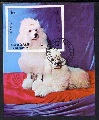 Sharjah 1972 Dogs (Poodles) imperf m/sheet cto used (Mi BL 119)